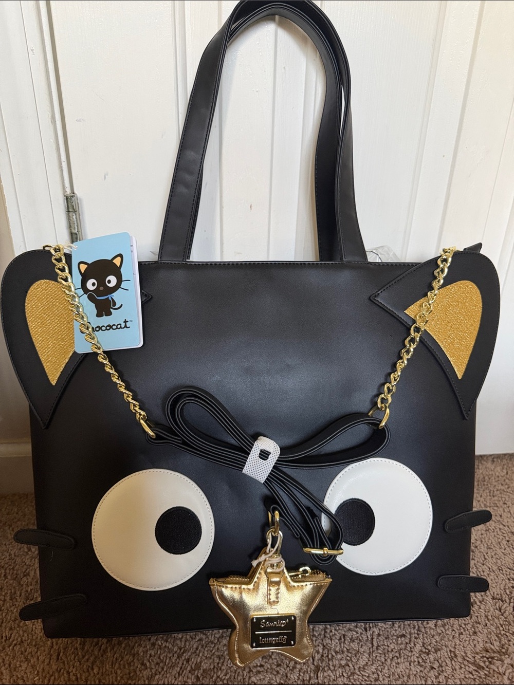Sanrio Black Cat Tote with Gold Star Charm